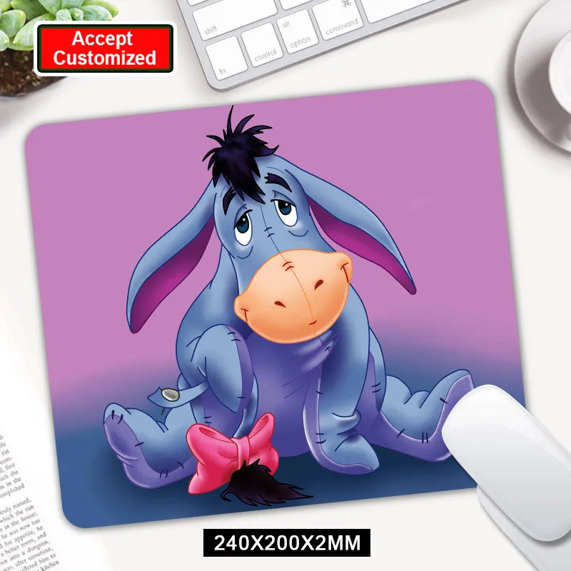 Мультяшный рисунок Eeyore Противоскользящий ноутбук компьютер ПК мыши игровая мышь коврик для мыши для оптическая лазерная мышка Прямая - Цвет: 24x20cm
