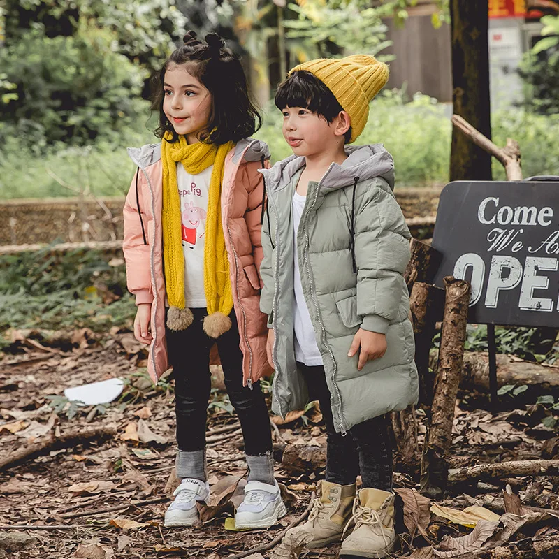 

2019 Winter White Duck Down Hooded Children's Down Coats Kids Parkas Coats For Baby Girl Clothes And Boys Long Outerwear Clothes