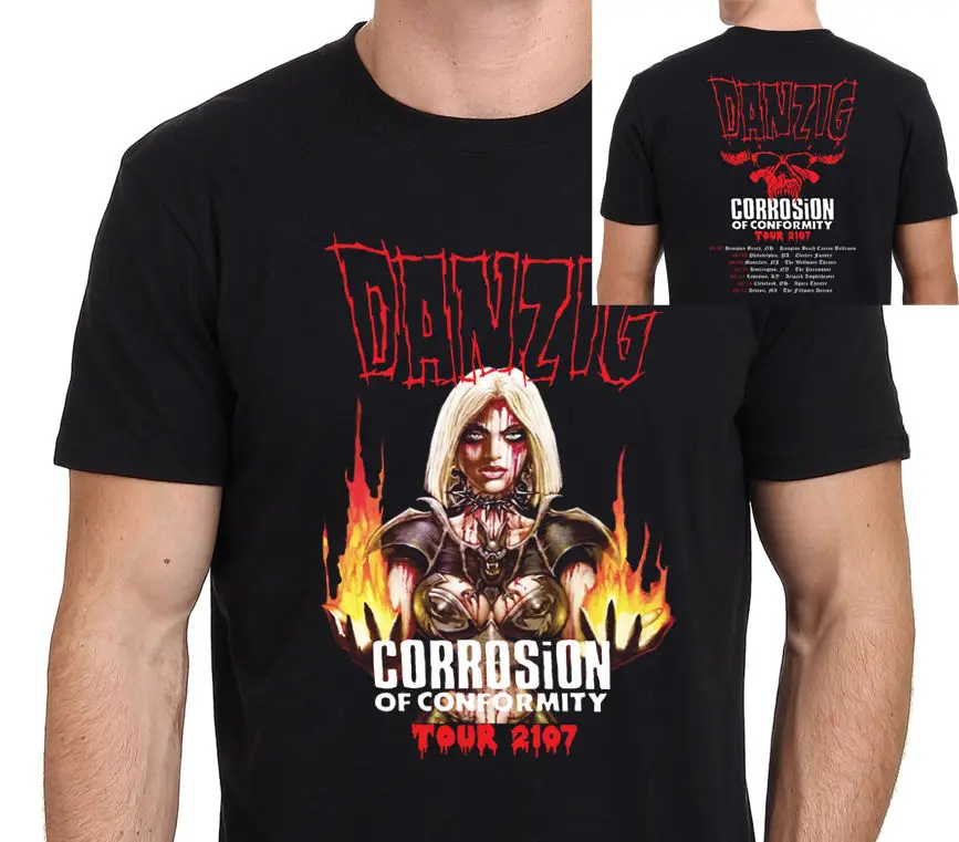 Новинка Danzig Tour Мужская черная футболка с мультяшным принтом Футболки с коротким рукавом брендовый стиль короткий рукав