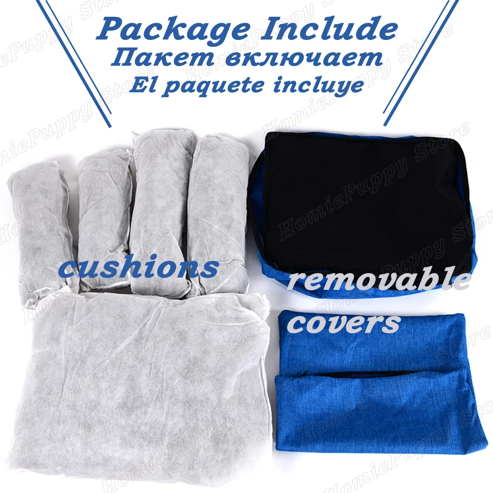 dog bed blue oxford removable machine washable cover (4)