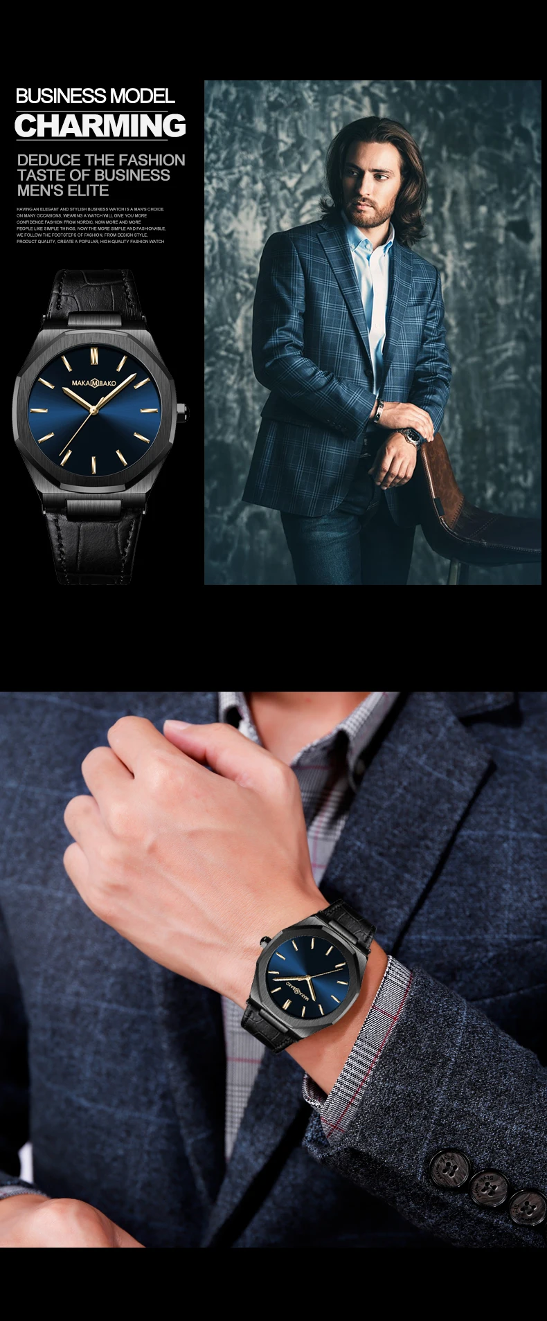 2021 New Luxury Genuine Leather Band Business Men's Quartz Watches Waterproof Creative All Black Dial Brand Male's Wristwatch