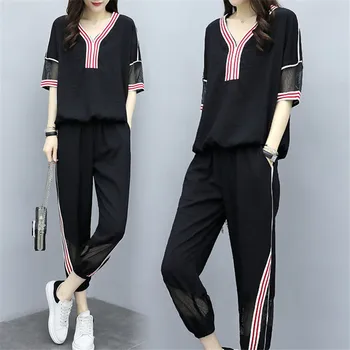 

Casual 2 Piece Set Women Suits Outfits Oversized T Shirt and pant Set Ladies Tracksuit Female Summer Matching Sets