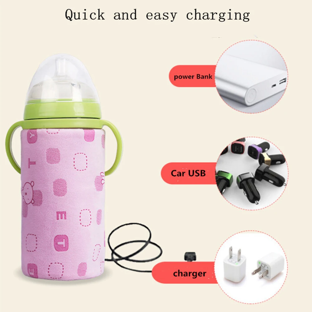 

Heating Device Baby Milk Feeding Bottle Storage Bag Warmer Portable USB Bottle Insulation Cover Available for Car Outdoor Travel