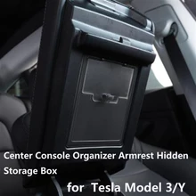 Pour Tesla Modèle 3 Console centrale Organisateur Accoudoir Boîte De Rangement Cachée Voiture Model Y Accessoire D'accoudoir Automatique Boîte De Support