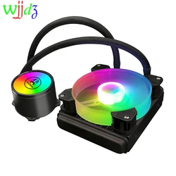 Enfriador de ordenador RGB, ventilador de CPU, radiador refrigerado por agua 120, radiador de refrigeración Liguid, ventilador de CPU multiplataforma
