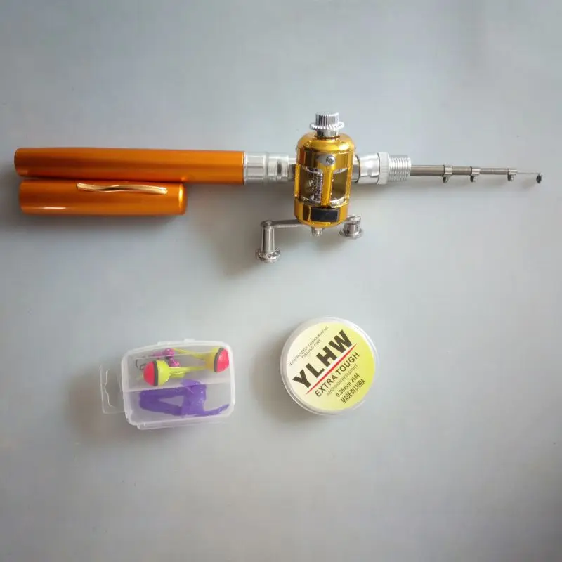 

Fishing Rod Reel Combo Set Mini Pen Shape Telescopic Pole Baitcast Wheel Lure Float Rest Fishhook Kit