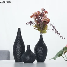 Креативная нордическая черная керамика авторская ваза декоративный цветок композиция современный дом гостиная украшение свадебные вазы