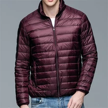 Зимние мужские пуховики со стоячим воротником, однотонные, черные, синие, мужские тонкие пуховики, свободные, более размера d, парка размера плюс, 5XL, 6XL