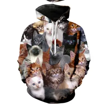 

Drop Shipping 2019 Autumn Fashion Hoodie Animal Cute Cat Collage 3d Print Men's Women's Casual Hooded Sweatshirt