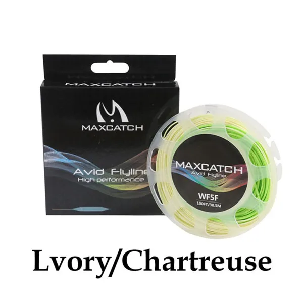 Lvory and Chartreuse Maximumcatch 100FT 3wt-8wt двойной цвет Fly Line WF плавающий с двумя сварными петлями - Цвет: Lvory and Chartreuse