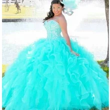 Милое 16 Пышное Платье принцессы корсетные Бальные платья с бисером и лифом бирюзовые длинные платья