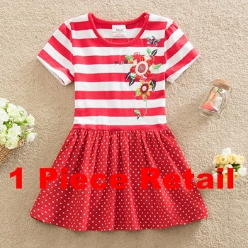 RESH5908REDDOT VIKITA; Брендовое детское летнее платье для девочек; roupa infantil; платья с короткими рукавами и цветочным рисунком; детская повседневная одежда из хлопка с цветочным принтом - Цвет: RESH5908REDDOT