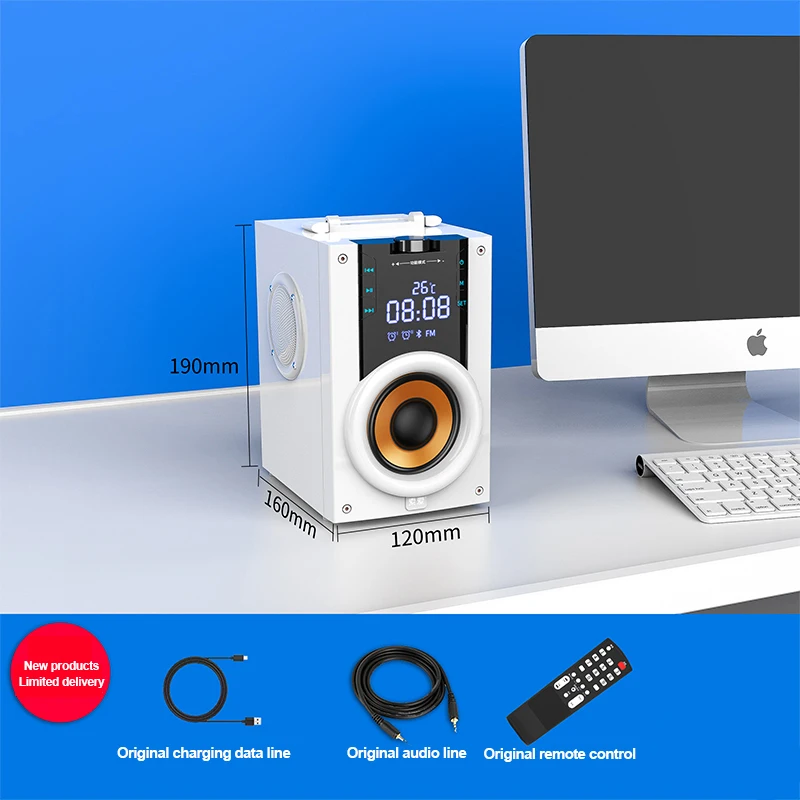 SOAIY большой мощности Bluetooth динамик беспроводной стерео сабвуфер динамик s тяжелый бас музыкальный плеер Поддержка светодиодный дисплей FM TF микрофон - Цвет: White