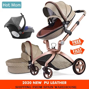 

Hot Mom Baby Stroller 3 in 1 travel system High Land-scape stroller with bassinet in 2020 Folding Carriage for Newborns baby