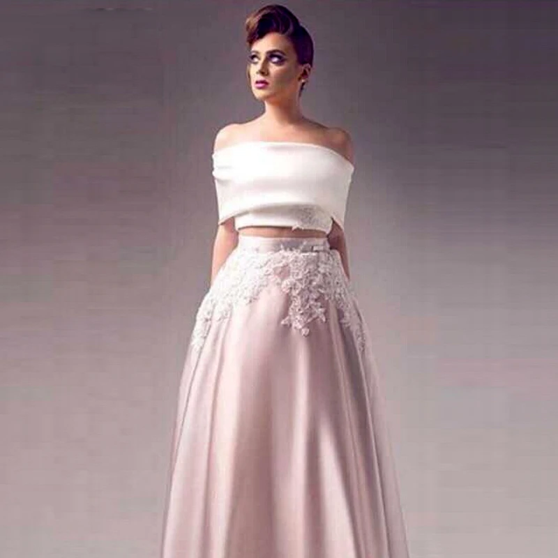

Amazing 2 Piece White and Pink Prom gown Cheap Appliqued Party Vestido de Festa Longo Vestidos de Formatura bridesmaid dresses