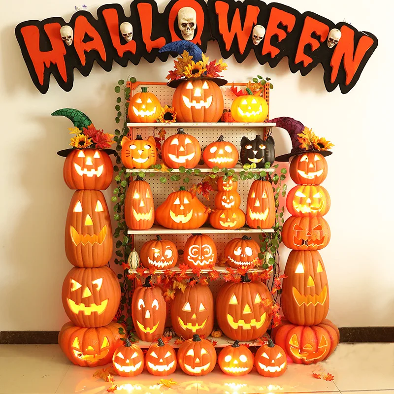 

Halloween Luminous Pumpkin Table Lamps Modern Children's Room Night Stand Living Room Shopping Mall Art Deco Led Light Fixtures