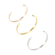 Серебряный/золотой/розовое золото нержавеющая сталь металлическая штамповка C открытая манжета браслет для гравировки DIY 63 мм зеркальная полировка 5 шт