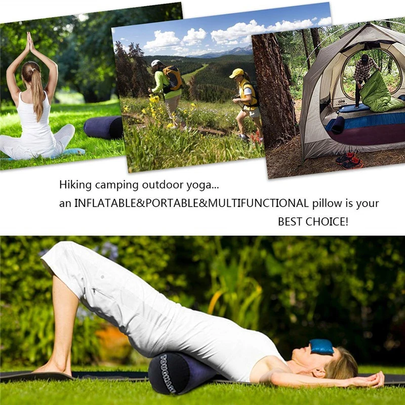 Multifunctional Inflatable Long Body Pillow Lumbar Leg Yoga Pillow Travel Positions Support Air Cushion with Plastic Hand Pump 5