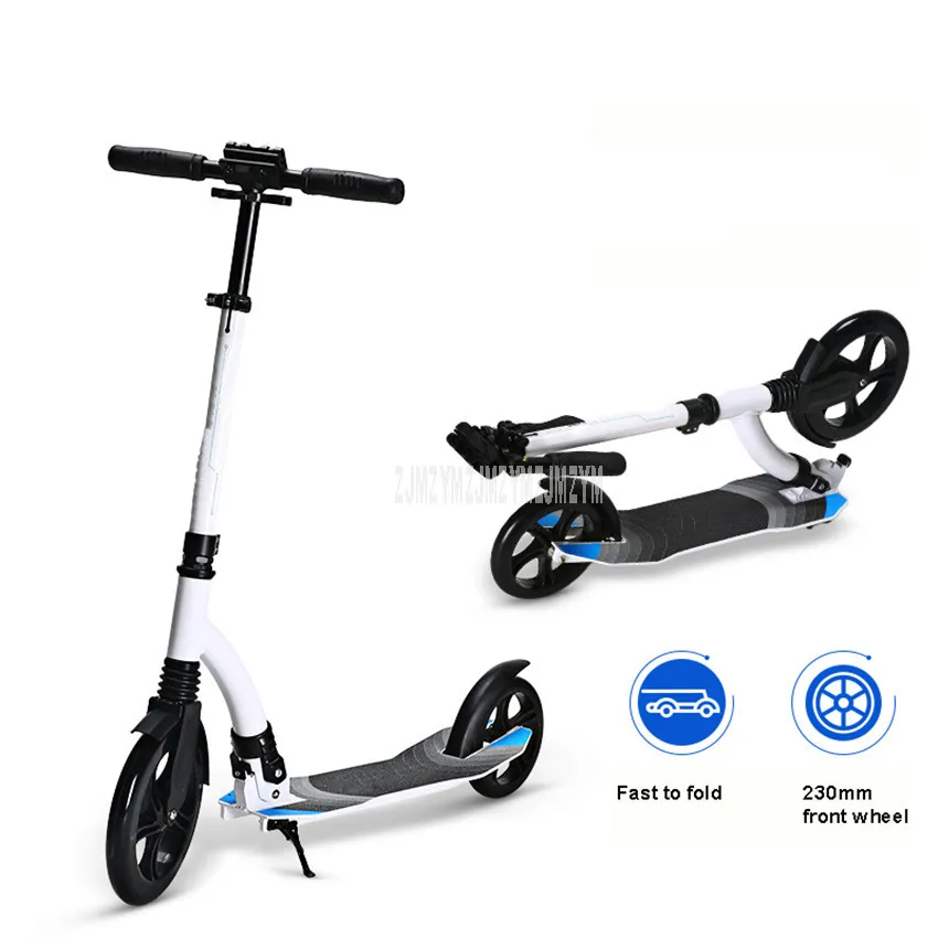 

Portable Two Wheel Adult Scooter Foldable Longboard City KickScooter Adjustable Height Skateboard Instead for Walking