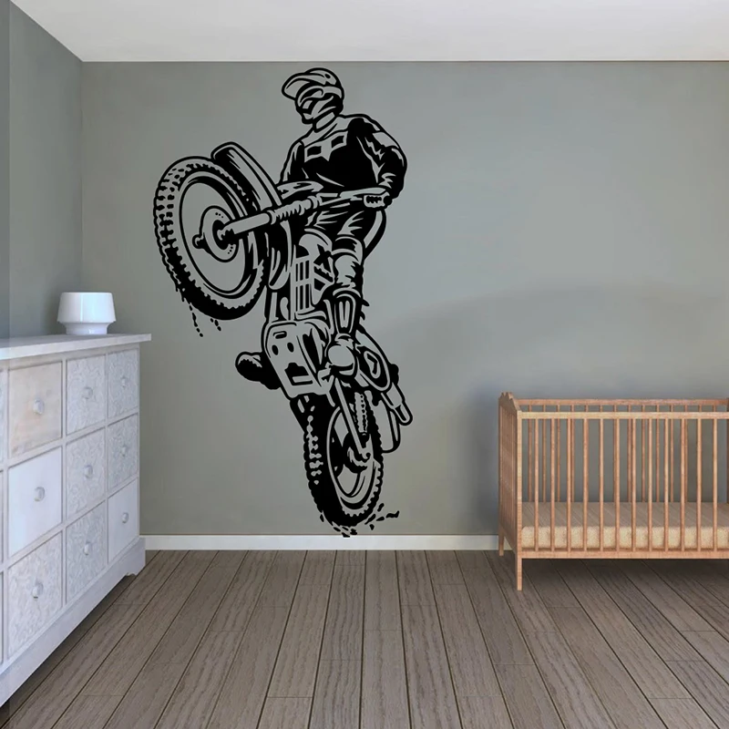 Large Off-Road Motocross Motorbike Wall Sticker Boy Room Playroom Stunt Motorcycle Sport Adcenture Wall Decal Bedroom Vinyl (1)