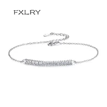 FXLRY Лидер продаж ExquisiteS925 стерлингового серебра простой квадратной формы с цирконом браслет для женщин ювелирные изделия