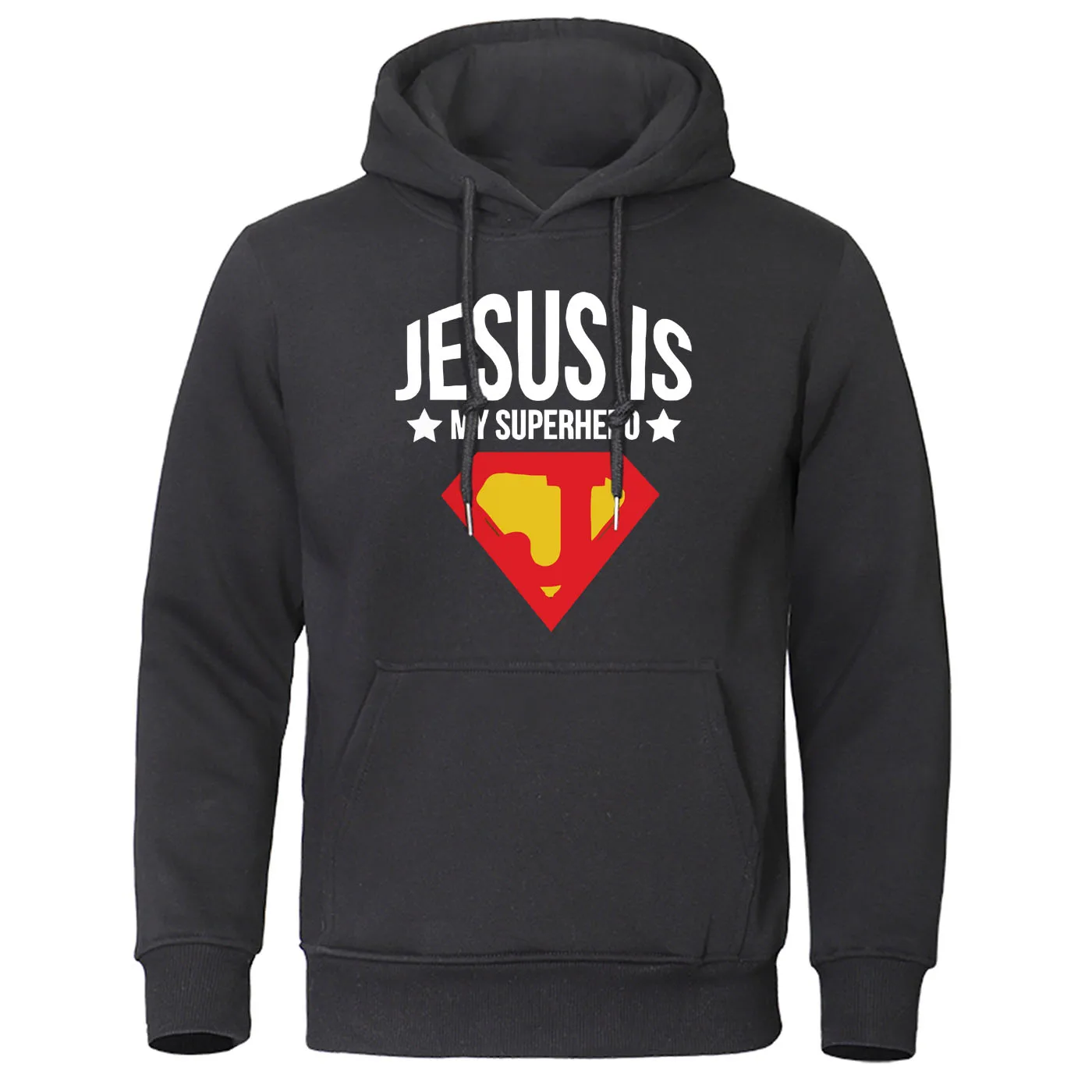 Jesus is my superhero, Забавный принт, мужская толстовка с капюшоном, Осень-зима, Флисовая теплая мужская толстовка с капюшоном, Harajuku, Мужская Уличная одежда