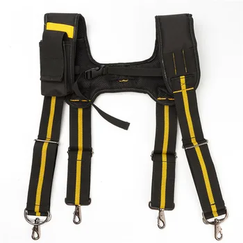 

H-Type Design Padded Tool Belt Heavy Duty Work Braces Suspenders With 4 Support Loops For Reducing Waist Weight Tools Pouch