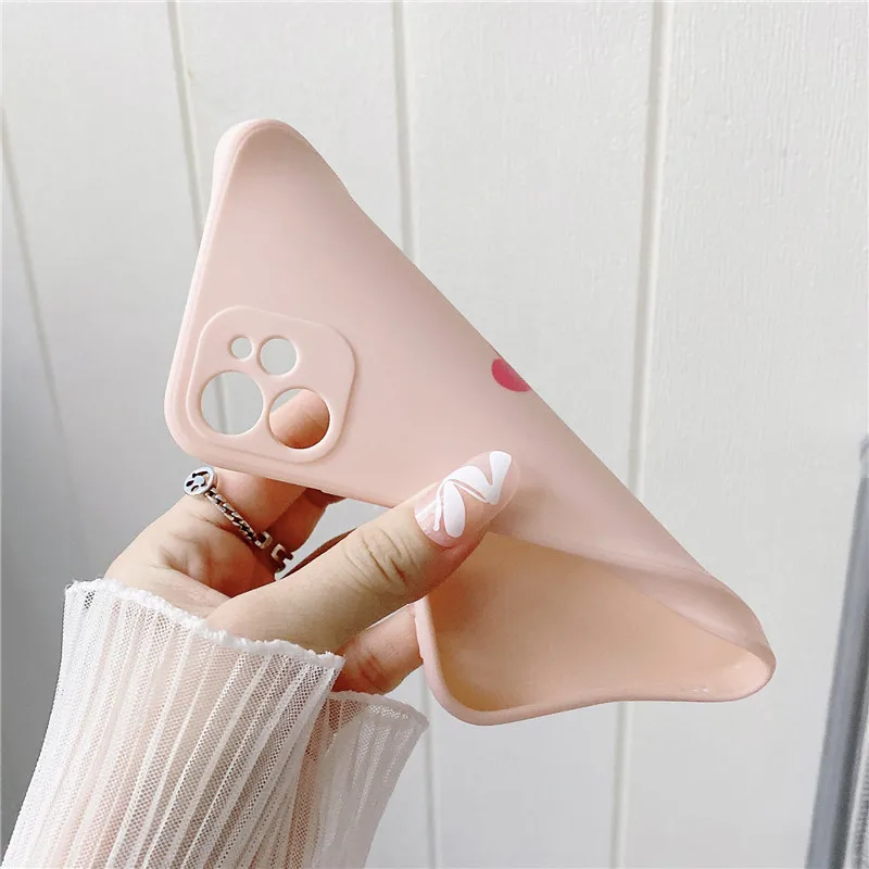 Anti-fall Matte Love Heart Soft TPU Phone Case For OPPO Reno 5 6 Pro A11X A92s A91 A72 5G A55 A15 A53 A52 A9 A8 A7X A7 A5 Cover