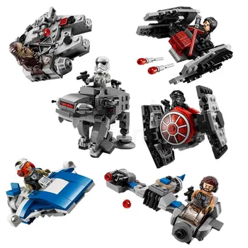 

6Pcs/Set StarWars Microfighters AT-ST Fighters Spaceship Building Blocks Bricks StarWar Toys