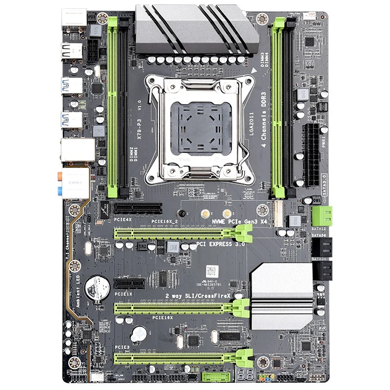  X79-P3 LGA 2011 ATX Gaming Motherboard DDR3 RAM Memory NVME M.2 SSD Support for Intel Xeon Core CPU