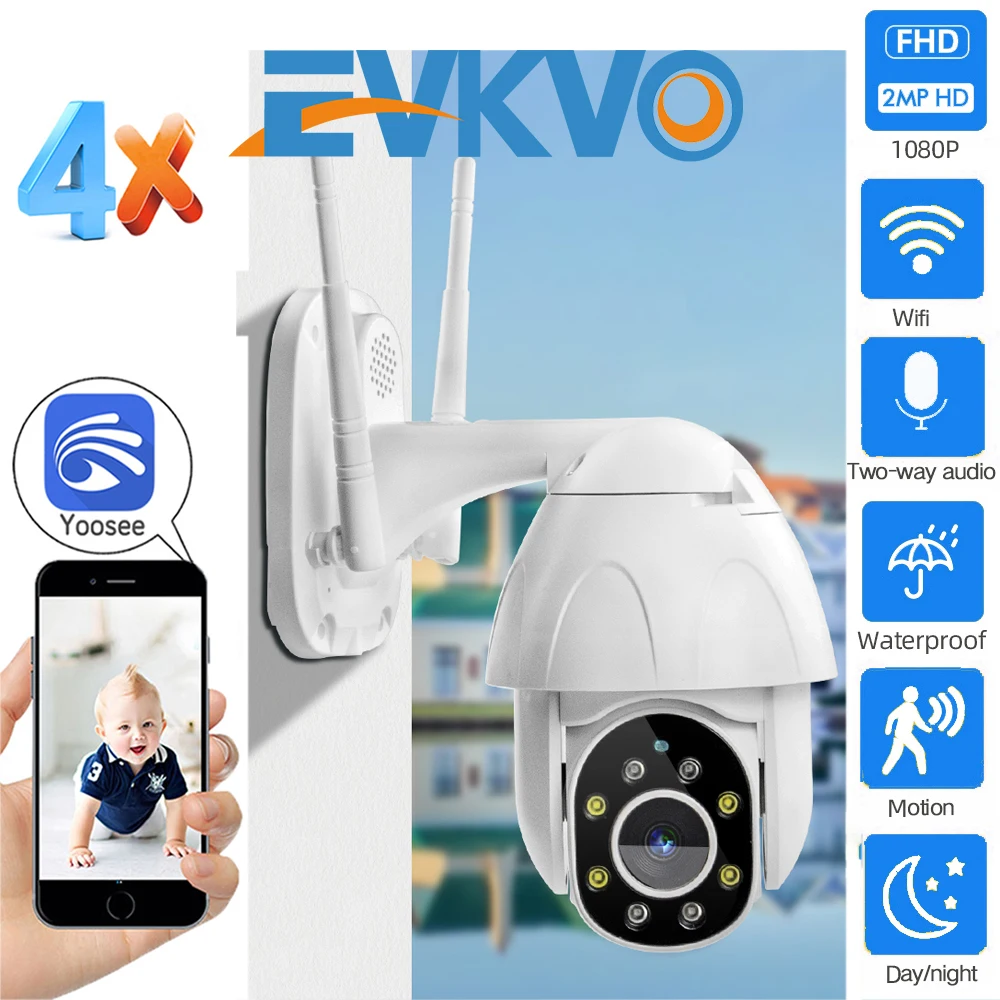 

EVKVO 1080P Wireless IP Camera Outdoor Speed Dome Camera P2P Cloud CCTV Security Video Surveillance WiFi PTZ Camera App Yoosee