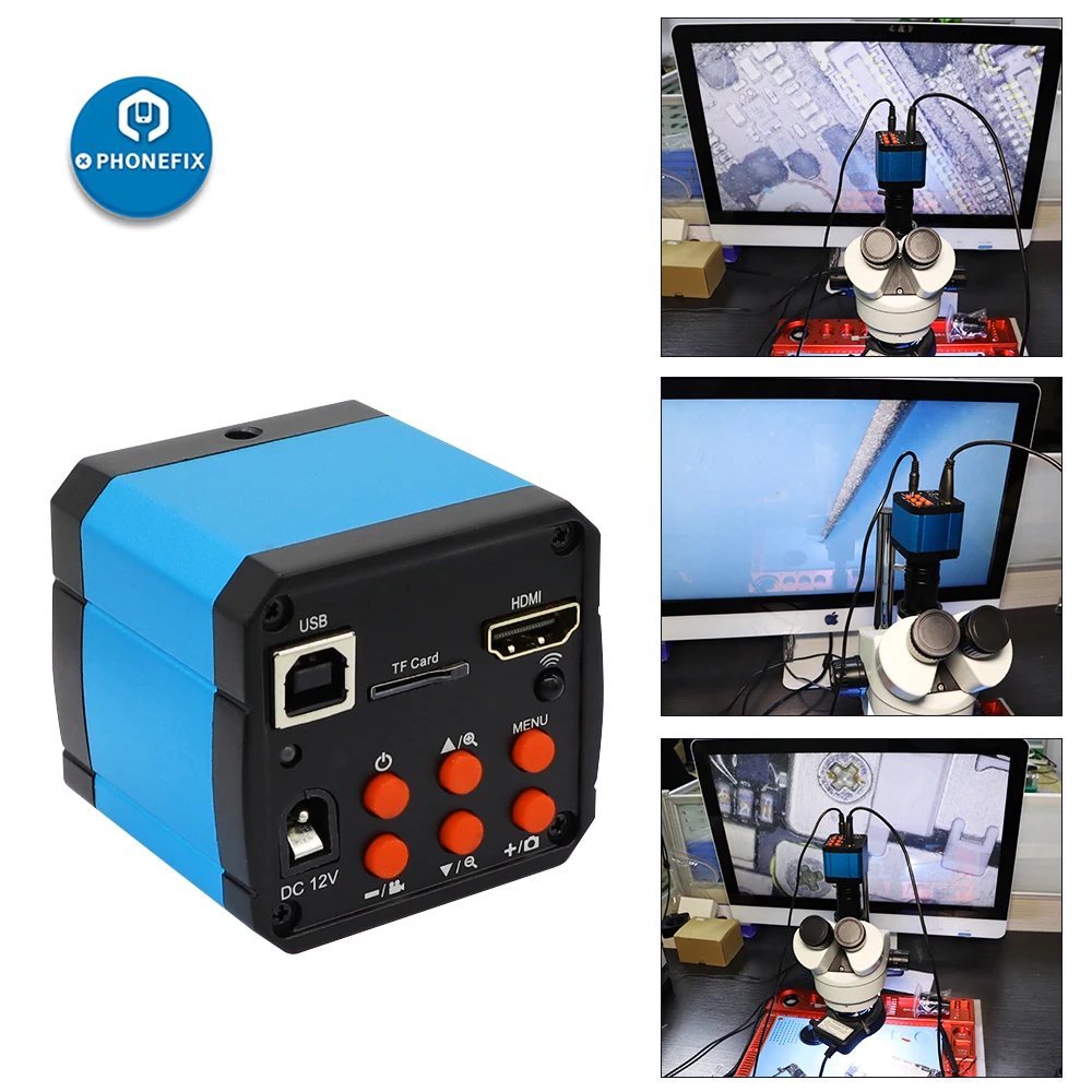 HD 38MP 60F/S 1080P HDMI trinocular Digital Video Microscope Camera C mount USB Simultaneous Output Magnifier Phone PCB Repair afbeelding