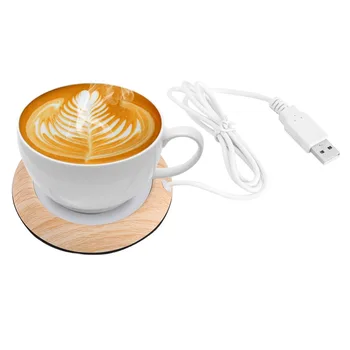 

Protable USB Wood Grain Cup Warmer Heat Beverage Mug Mat Keep Drink Warm Heater Mugs Coaster