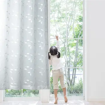 

2 Panels Sheer Window Curtains Leaves Embroidered Window Curtains Linen Textured Solid Grommet for Living Room