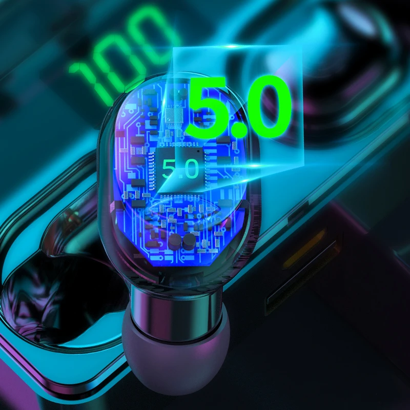 Беспроводные наушники TWS Bluetooth 5 0 мини стерео басы светодиодный дисплей питания