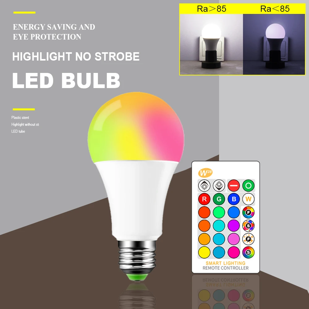 Новинка 5W 10W Цвет 85-265V RGB светодиодный светильник светодиодный RGB Волшебная светодиодная лампочка белый+ RGB светодиодные фары+ ИК-пульт дистанционного управления Управление светодиодный лампы для дома