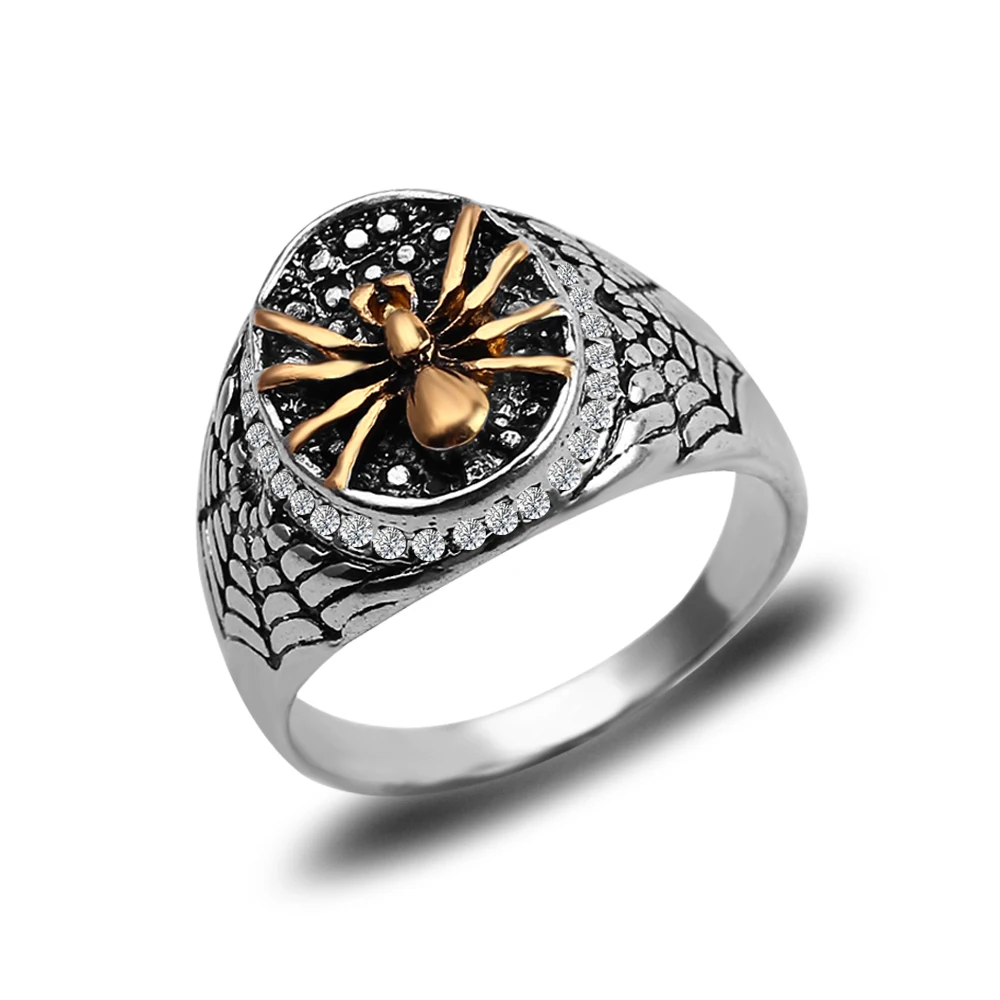 Готическое кольцо с животным, мужское серебряное кольцо, Игра престолов, волк, мужское кольцо, стимпанк, Dark Souls, 3 змейки, кольцо, байкеры, аксессуары - Цвет основного камня: JZ226