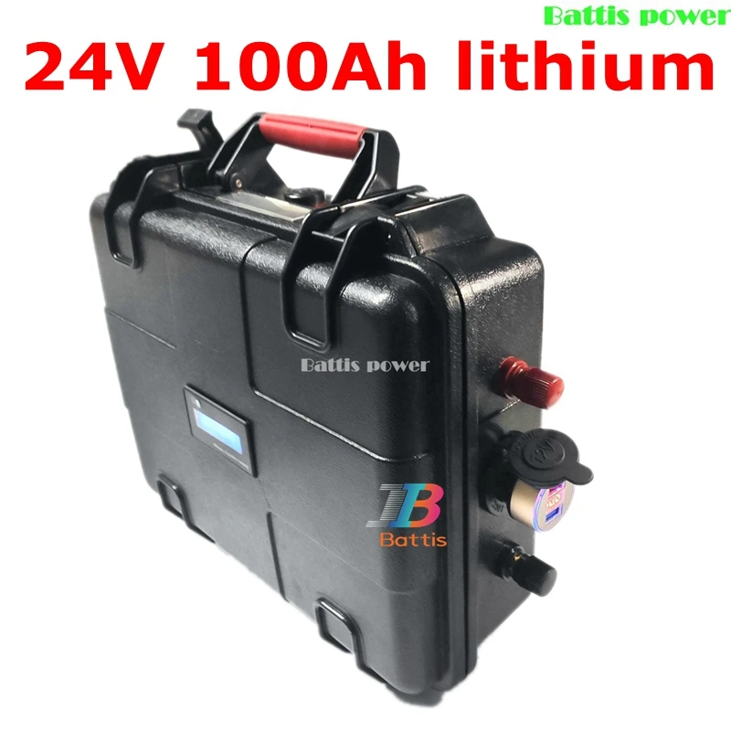 Водонепроницаемый 24V 100AH литиевая батарея 100A BMS 200AH литий-ионная аккумуляторная
