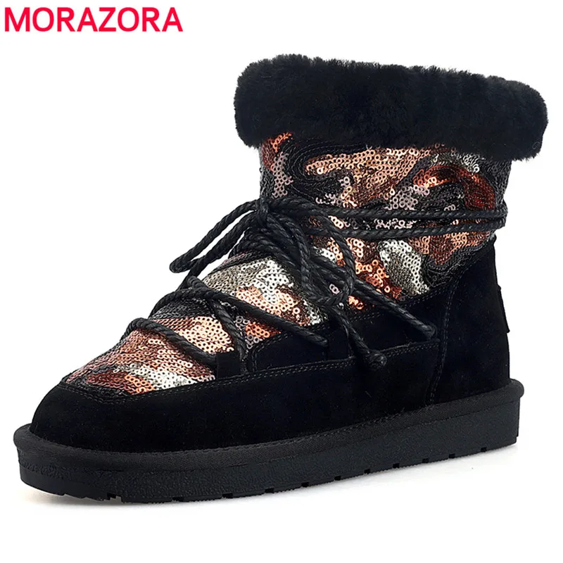 MORAZORA/Новинка 2020 года Теплые зимние ботинки из коровьей кожи Удобные женские на