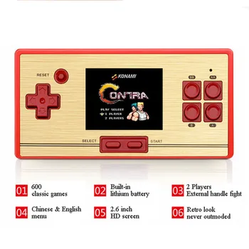 

For Retro RS-20 FC Pocket Video Games Console Children 2.6inch Colorful 600 Games Handheld Game Players AV Cable Fit PAL NTSC TV