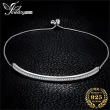 JewelryPalace Cubic Zirconia Half Bar Pave Channel Adjustable 925 Sterling Silver Bracelet Fashion Jewelry For Women Party Gift
