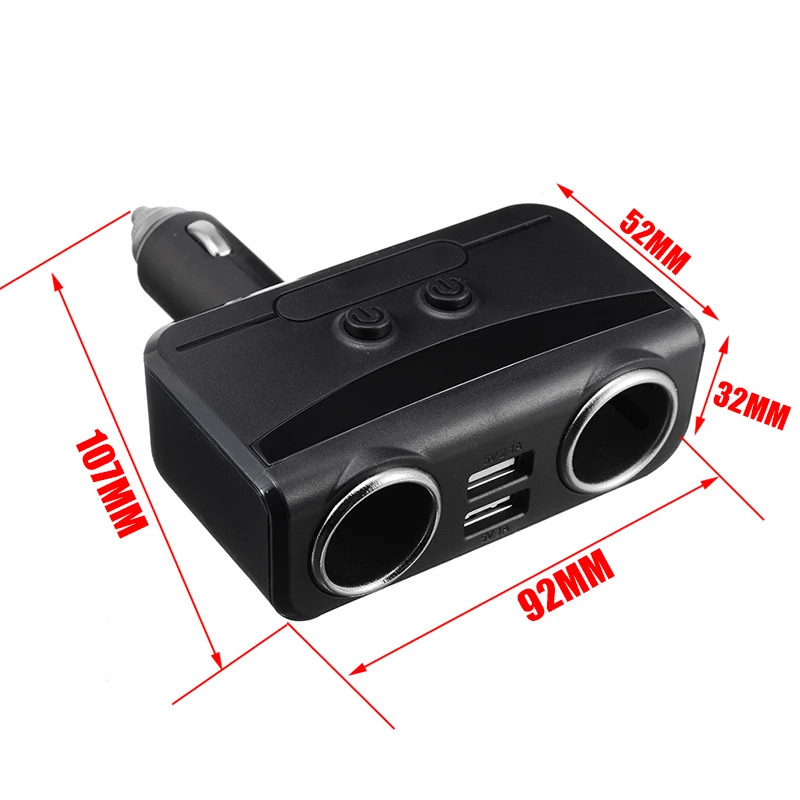 DC 12-24V автомобильный прикуриватель USB зарядное устройство Черный прикуриватель разветвитель двойной usb порт зарядки зарядное устройство для мотоцикла