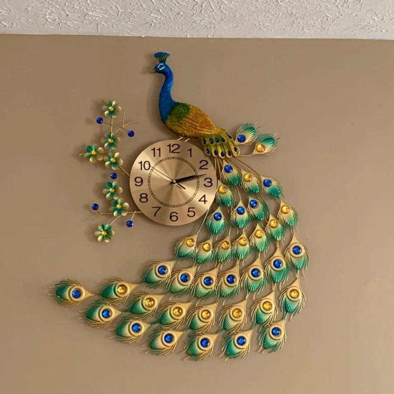 78*50cm Peacock Quartz Wall Clock European Modern Simple Personality  Creative Living Room Decorated Bedroom Silent Wall Watch - AliExpress Home  \u0026 Garden