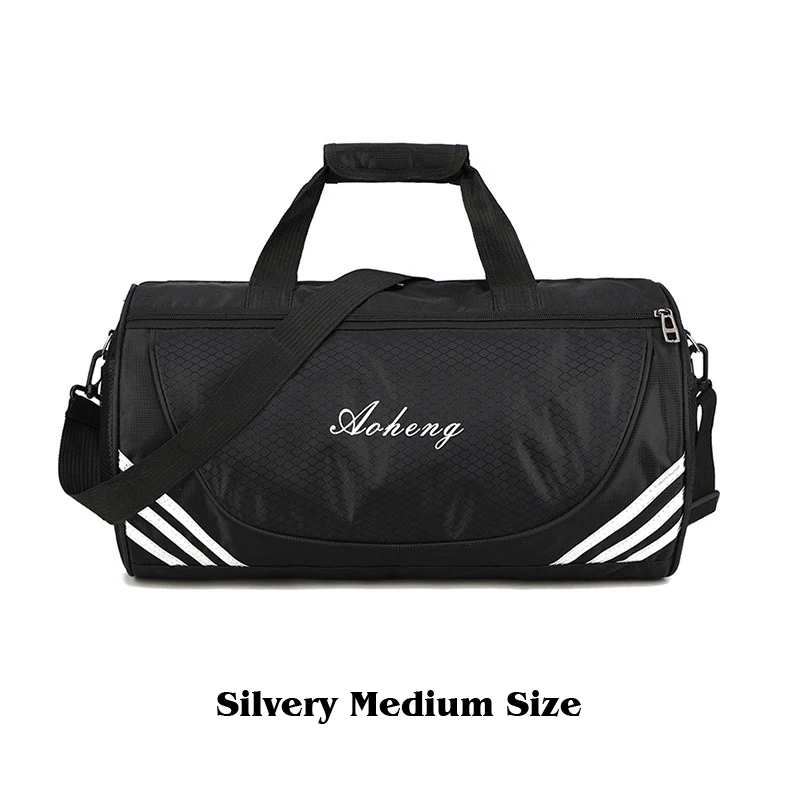 Silvery Medium Size Спортивная сумка цилиндрическая для плавания фитнес-сумка на одно плечо дорожная сумка багажная сумка для йоги тхэквондо круглая сумка-мешок вещевой мешок - Цвет: Silvery Medium Size