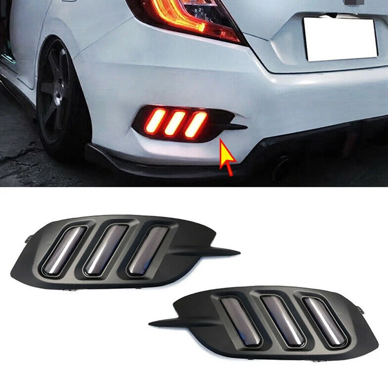 

Car LED DRL Daytime Running Lights Rear Bumper Brake Light Tail Light Fog Lamp for Honda Civic 10Th Gen 2016-2019