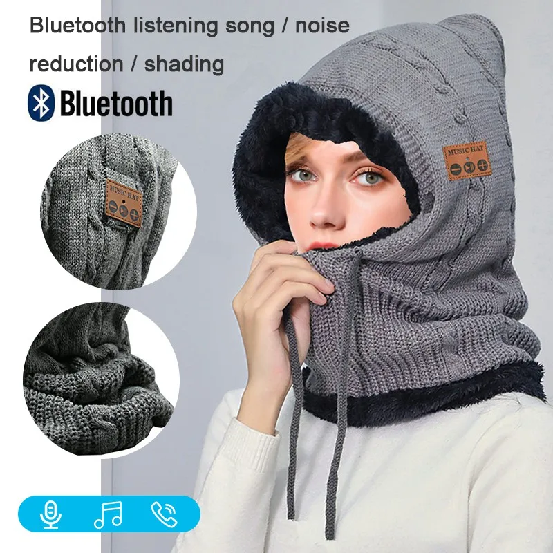 Головной убор, шарф для Bluetooth, с капюшоном, для шеи, воротник, кепка, стерео музыка, на завязках, для головы, накидка, теплая, защита для ушей