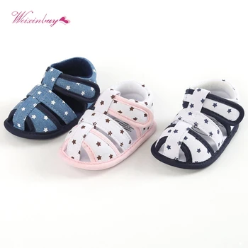 

WEIXINBUY Canvas Baby Shoes Baby Girl Hollow Star Soft-Soled Princess crib shoes Insert prewalkers
