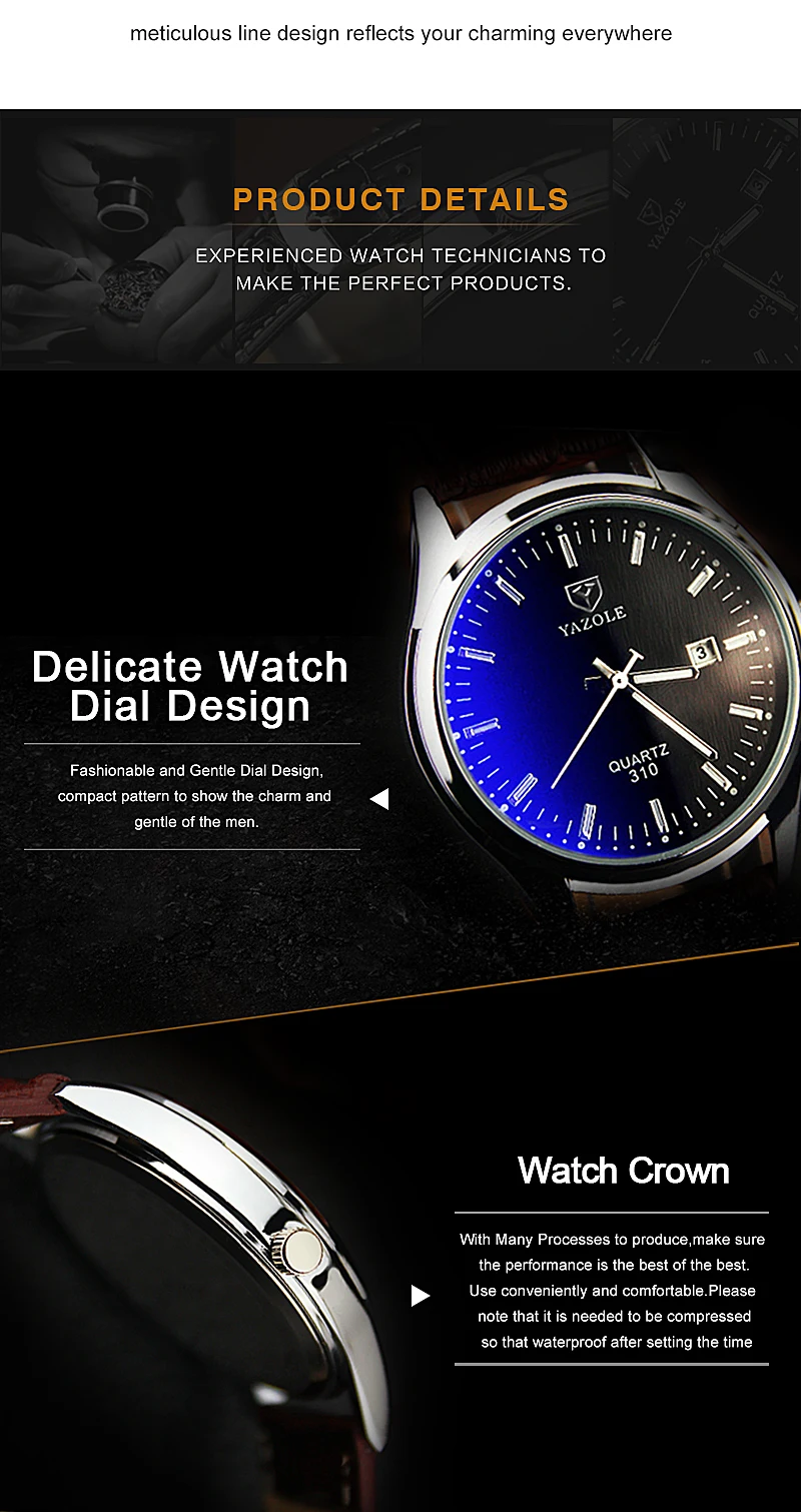 YAZOLE Топ бренд Blu-Ray UItra-тонкие стеклянные мужские часы многофункциональные с календарем светящиеся военные мужские наручные часы Erkek Kol Saati
