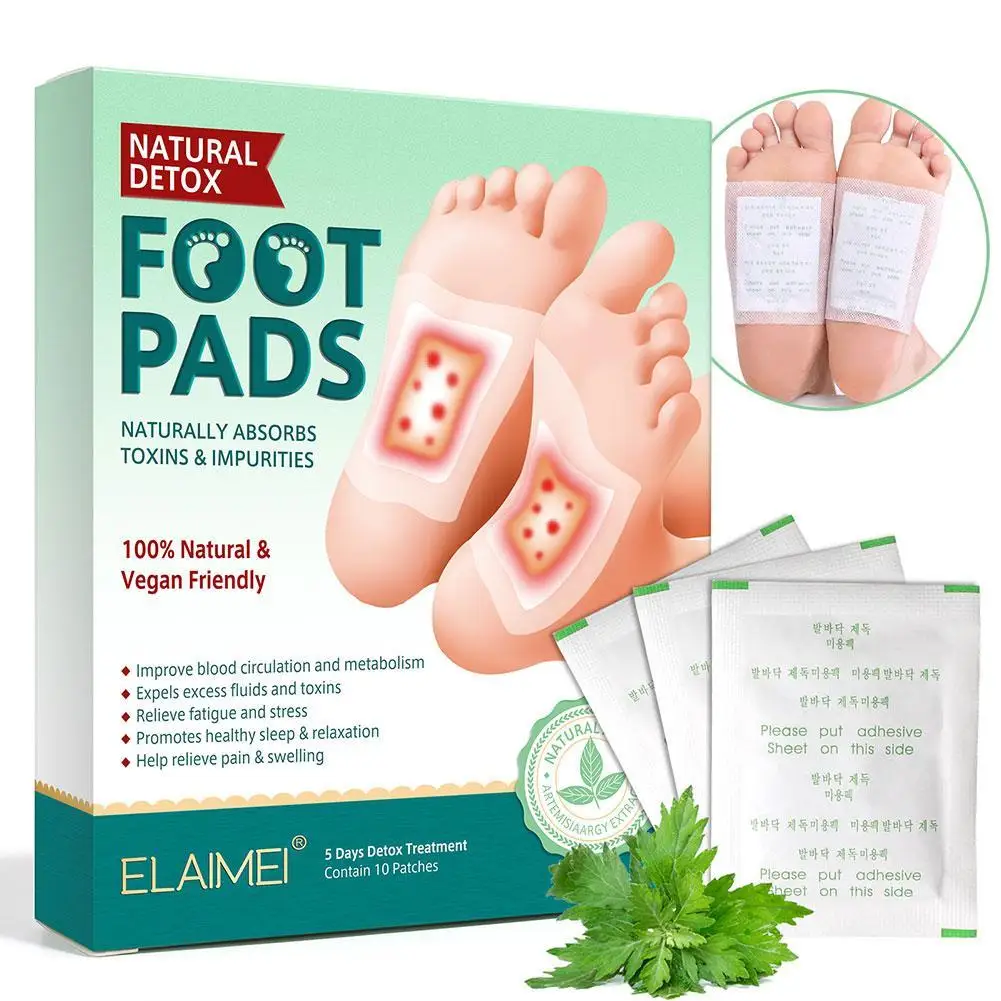 10pcs/set Detox Foot Patches Artemisia Argyi Pads Toxins Feet Slimming