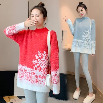 

Maternity Best Selling Products Winter Christmas Maternity Turtleneck Women Korean Autumn Clothes Plus Size Pregnancy Sweater